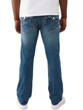True Religion Ricky Relaxed Straight SN Flap Jeans Men's 30x34 Medium Wash Denim